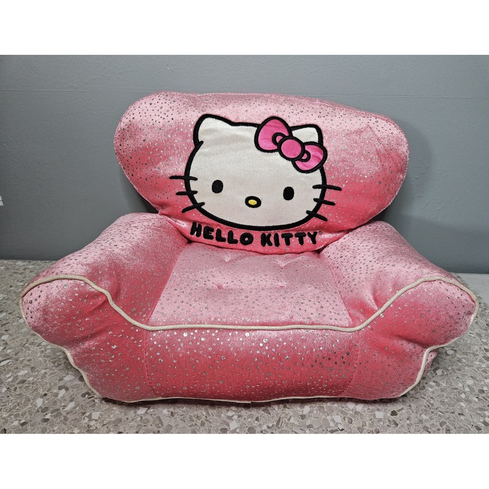 Build Bear Sanrio Hello Kitty Couch Chair Velvet Pink Plush Lounger 2013
